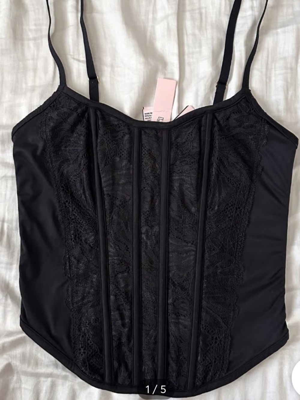 Victoria's Secret Black Lace Corset Top with Boning